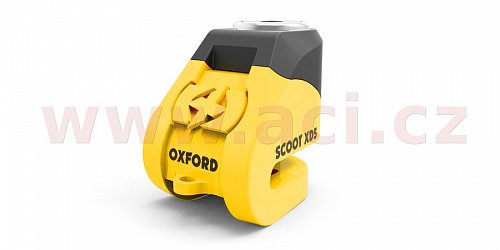 zámek kotoučové brzdy Scoot XD5, OXFORD - Anglie (žlutý/černý, průměr čepu 6 mm)